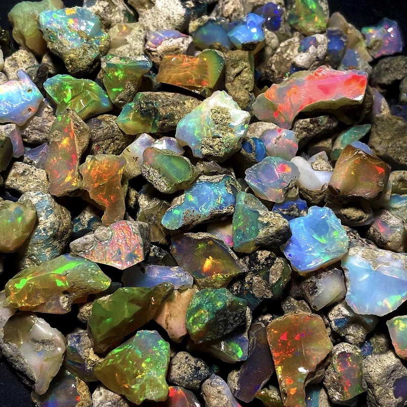 GEMWORLDJAIPUR جودة AAA أوبال إثيوبي طبيعي خام بحجم عملاق 25 قيراط 5-8 قطع، أحجار أوبال طبيعية خام للتقطيع والتلميع والفنون والحرف اليدوية، 10-15 مم، أبيض - Image 4